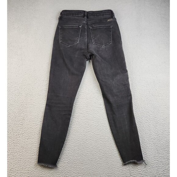 Kancan Jeans Women's 7/27 Black Curvy Mid Skinny Ankle Stretch Grunge Raw Hem - Picture 2 of 9